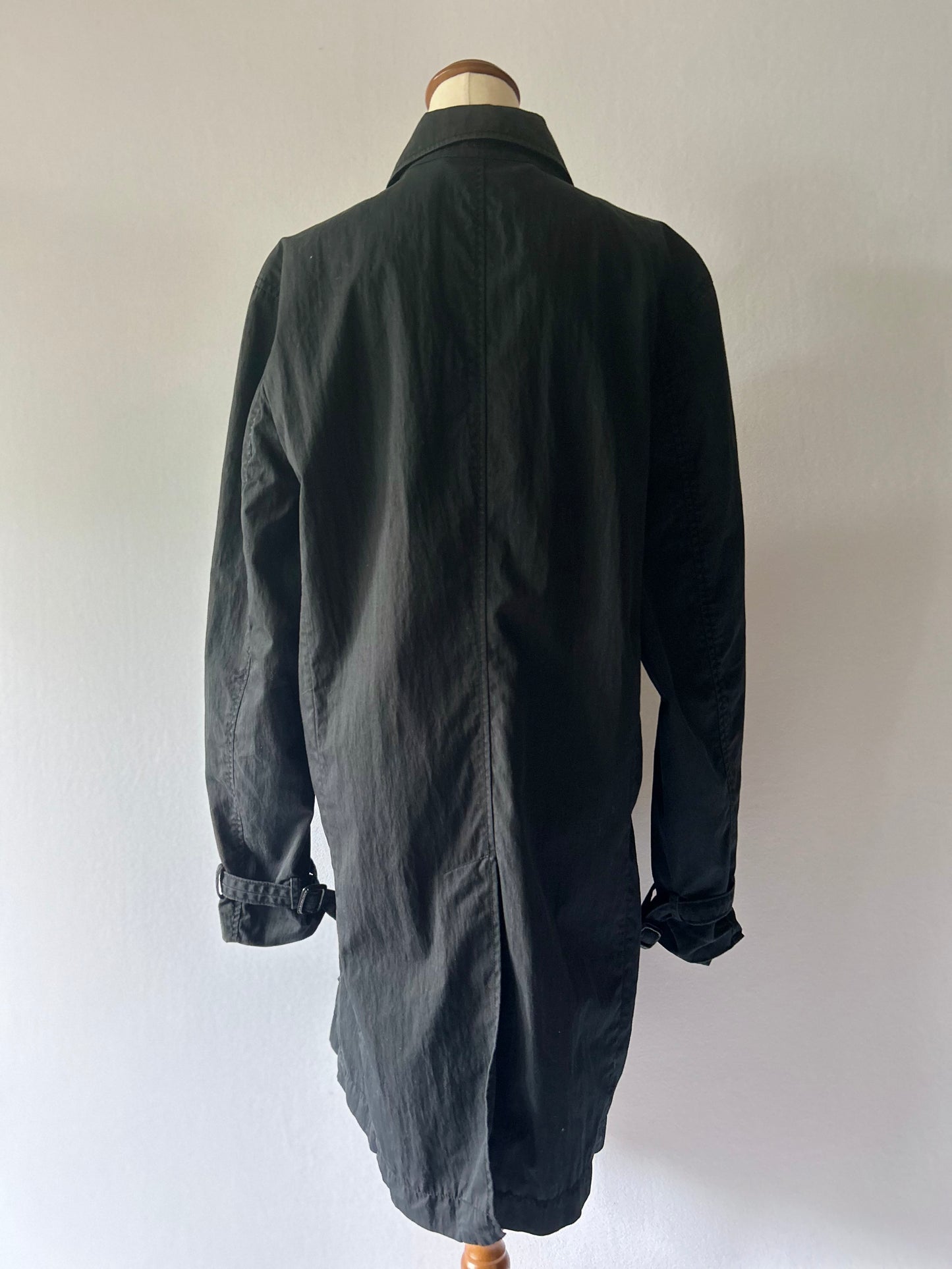 Marc's Black Cotton-Nylon Utility Trench Overcoat - Size L