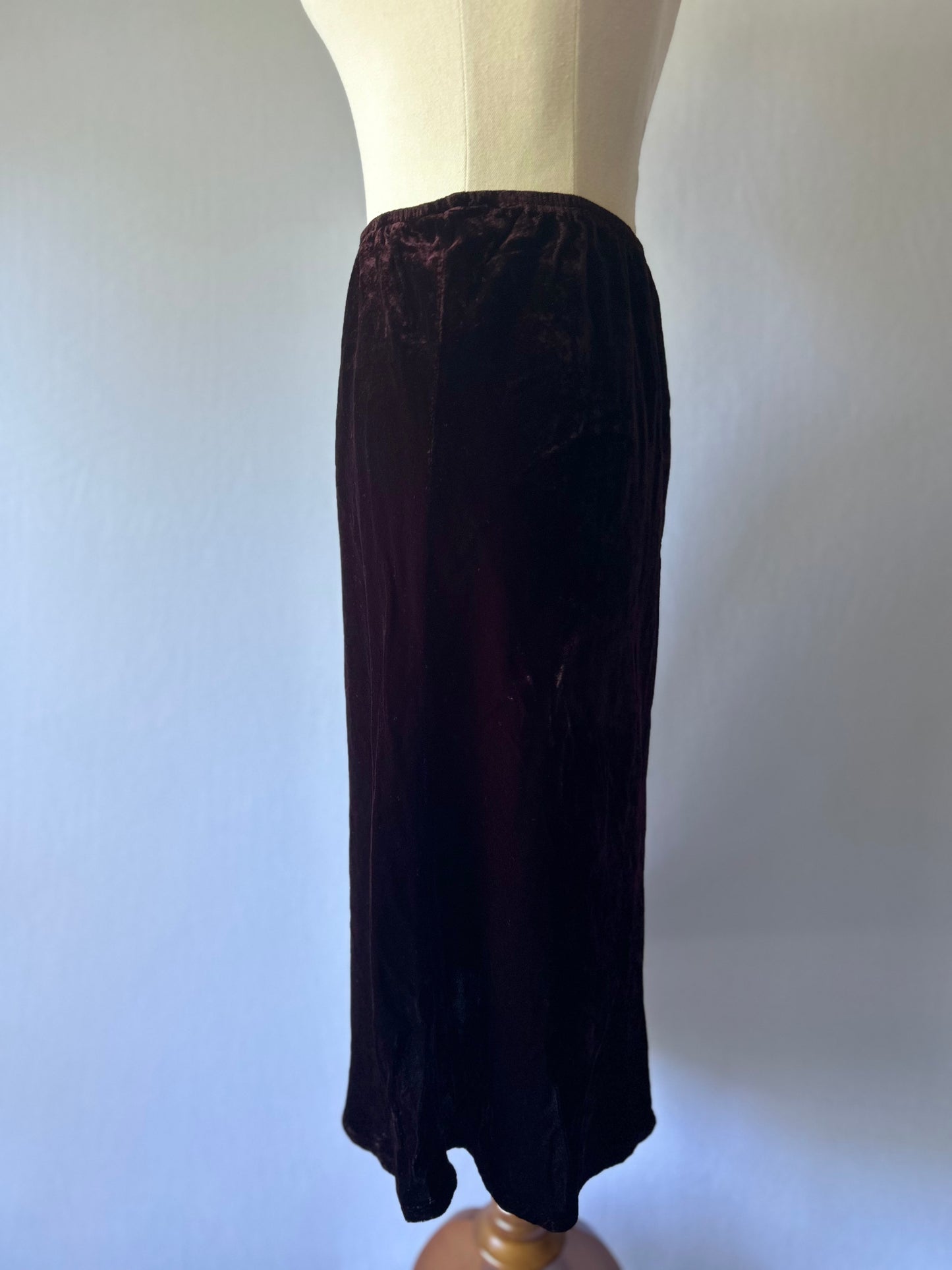 Jean Jones Soft Malbec Velvet Skirt – Size Small, Made in New Zealand