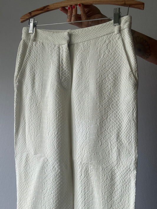 Stella McCartney Off-White Python Jacquard Rayon Trousers - Size IT 38 / NZ 8