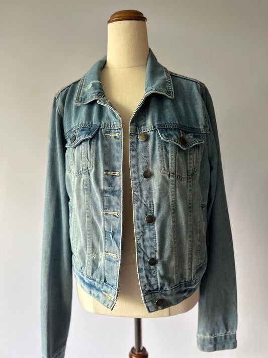 Classic Mid-Wash Soft Denim Jacket - Size 12