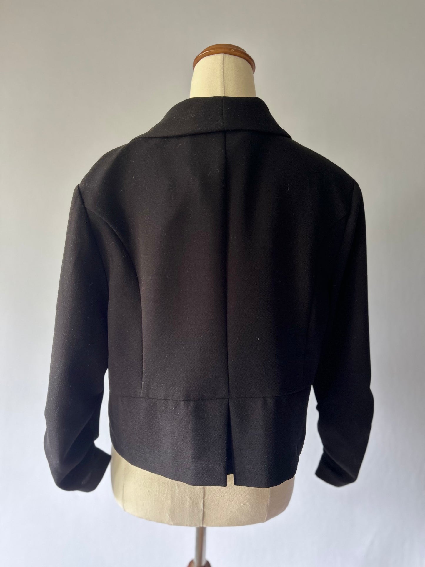 Trelise Cooper Black Cropped Ruched-Sleeve Blazer - Size M