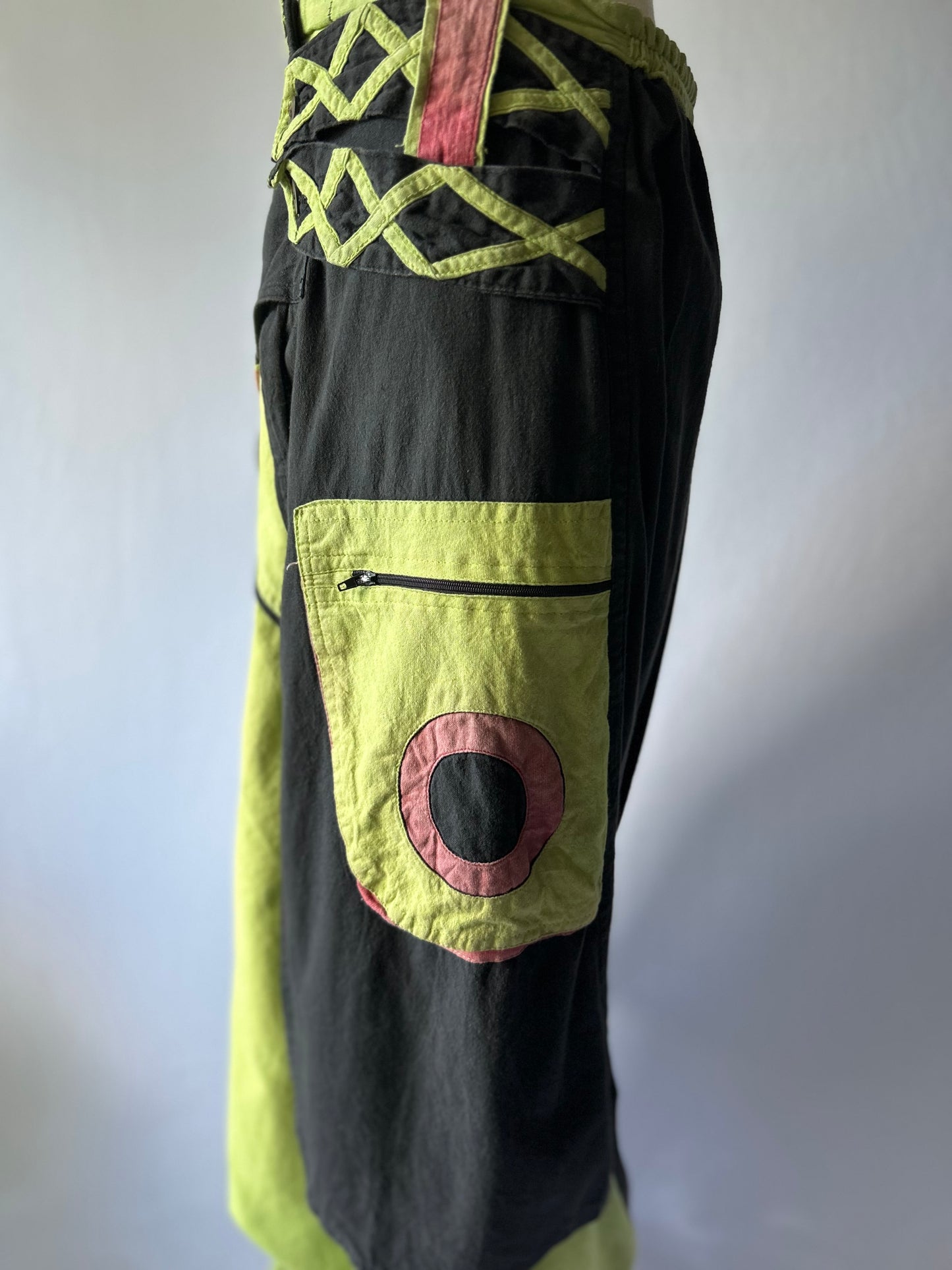 Boho Patchwork Harem Pants | Size Small | Cotton Sarouel Trousers