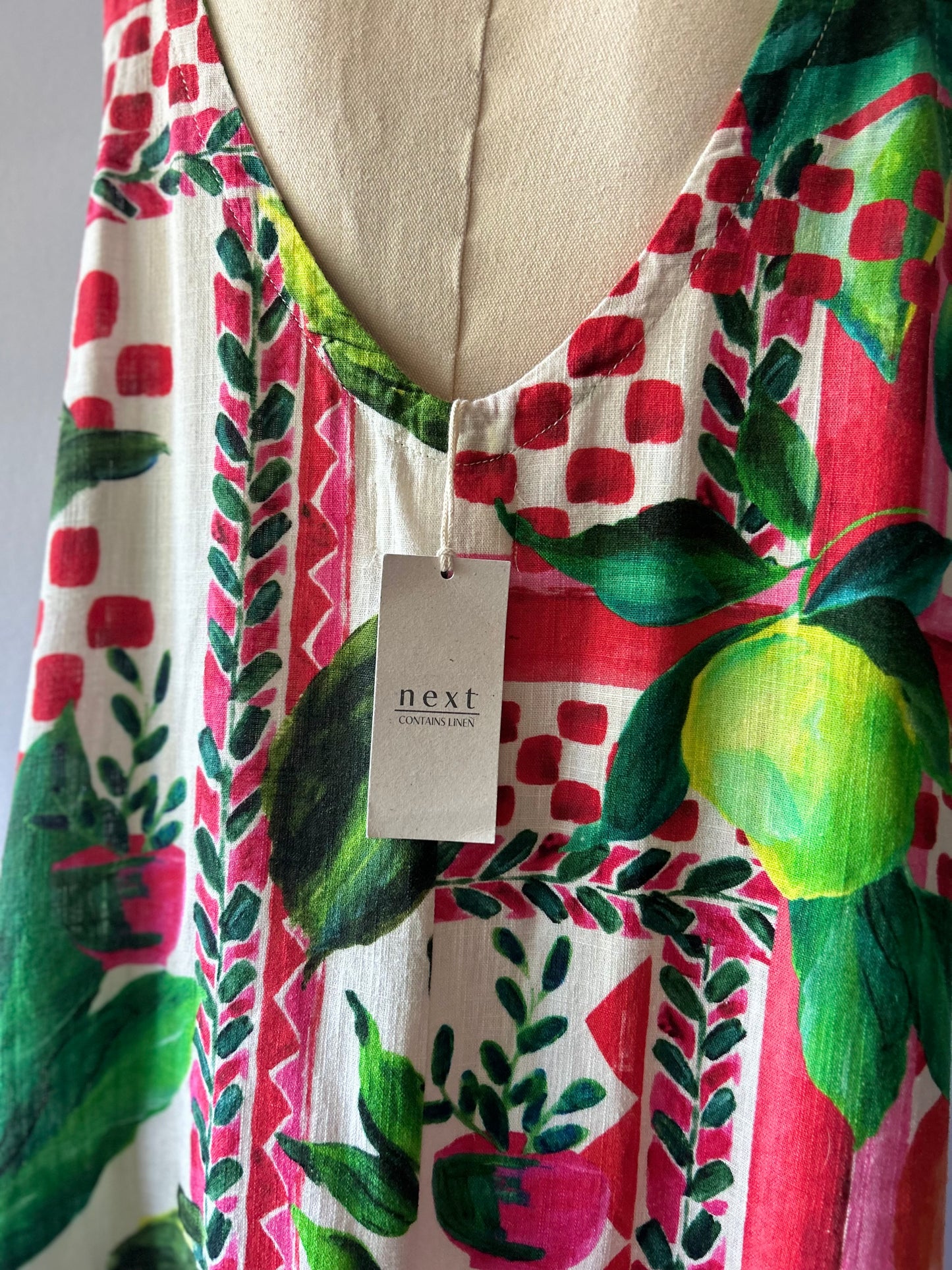 Tutti Frutti" Artistic Linen-Blend Shift Dress – Size UK14 (NWT)