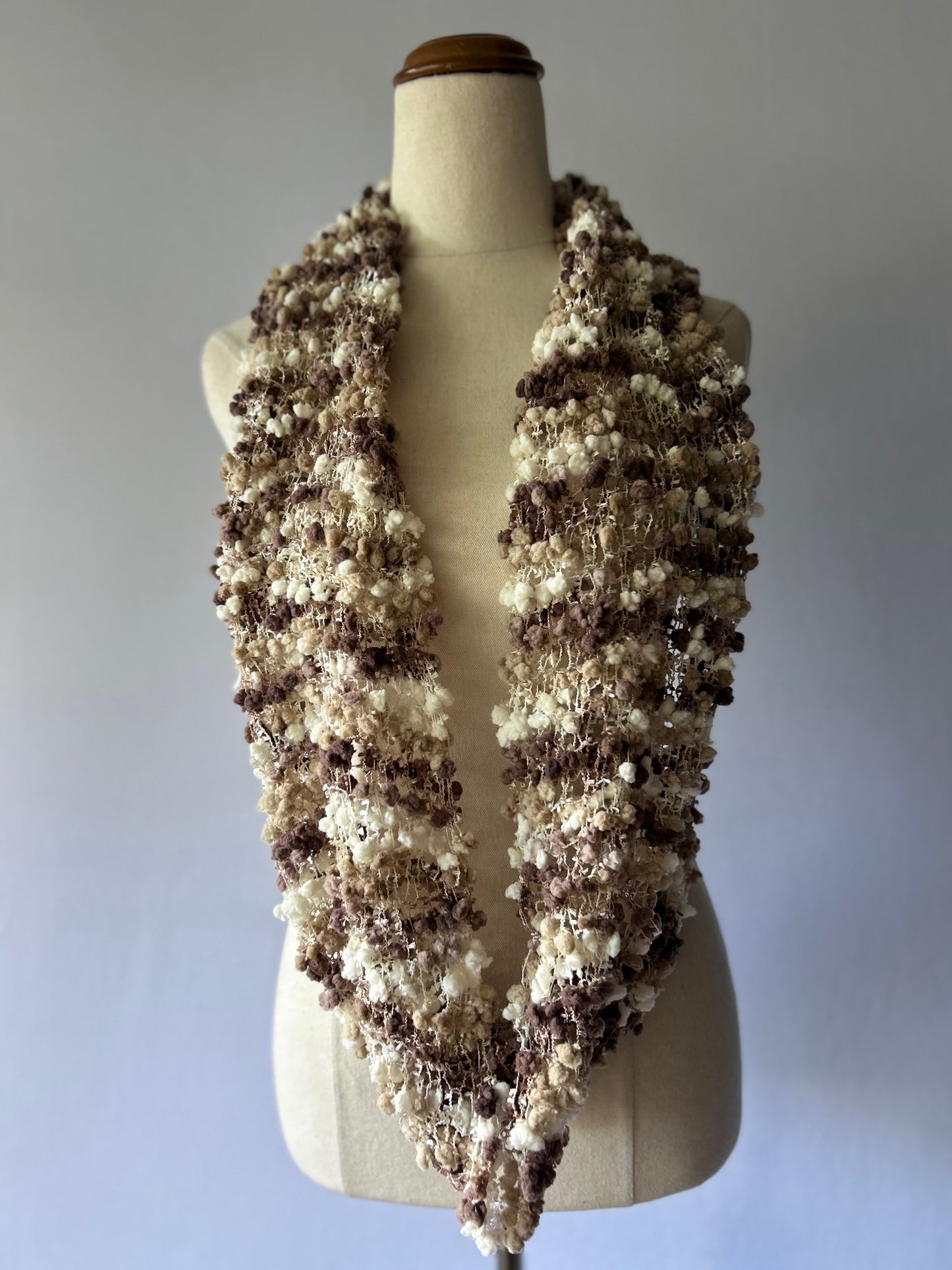 Textured Multi-Tonal Popcorn Knit Scarf
