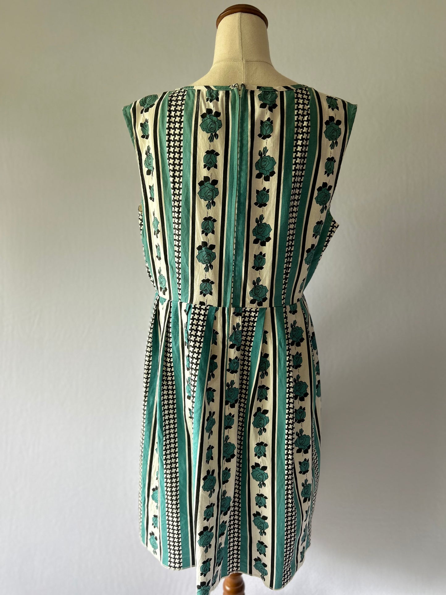 Striped Floral Cotton Dress – Size 14