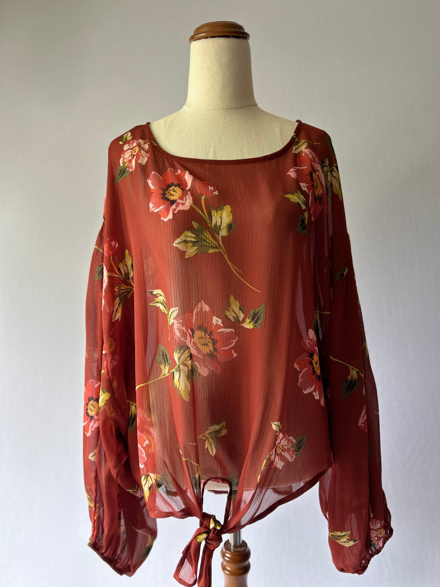 Terracotta Floral Blouse Size 18