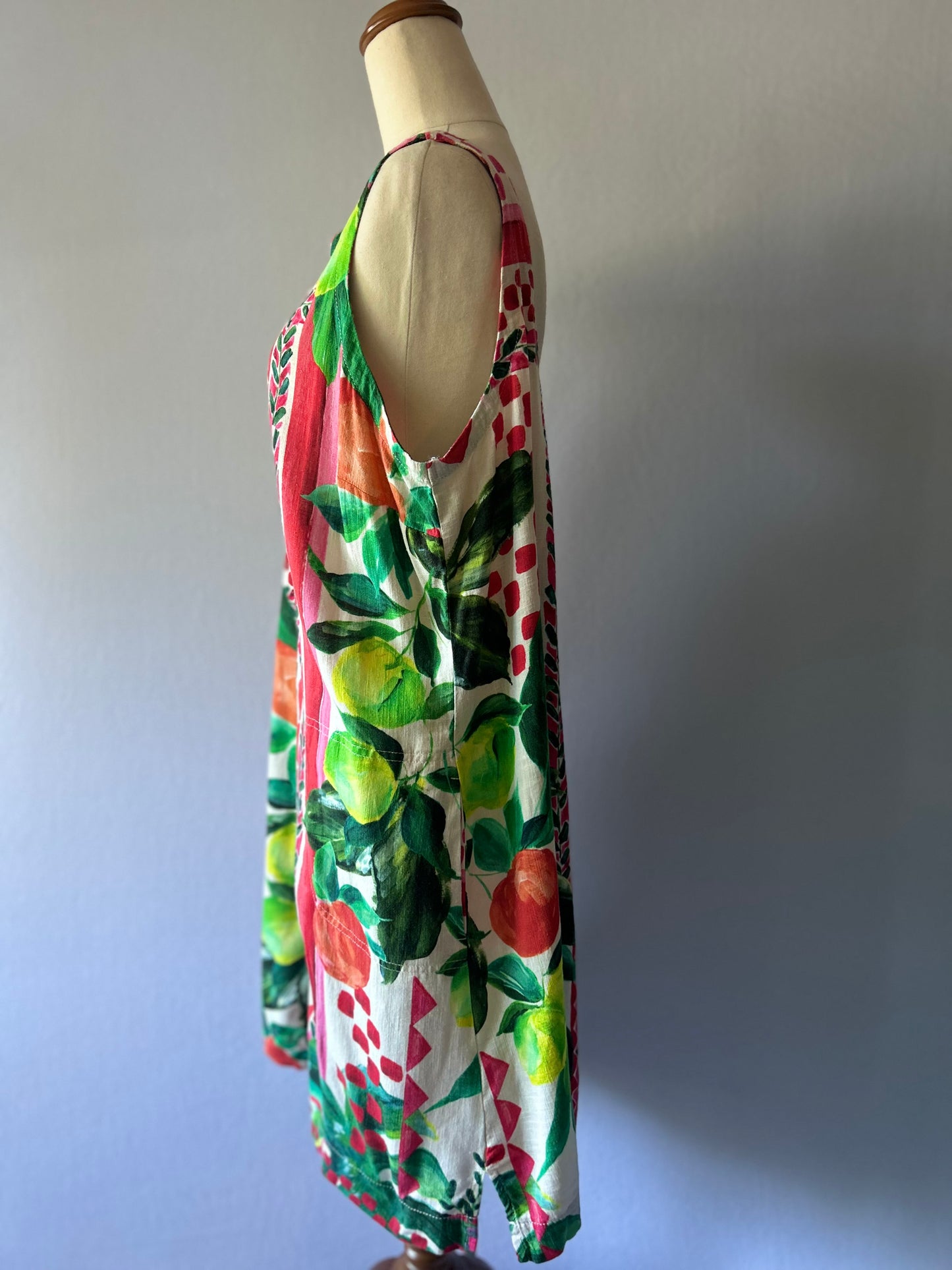 Tutti Frutti" Artistic Linen-Blend Shift Dress – Size UK14 (NWT)