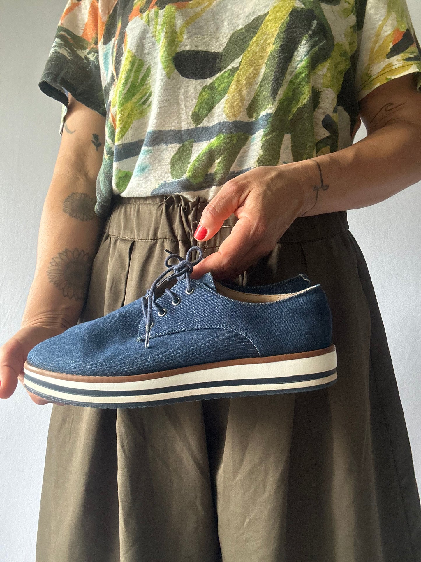 Navy Blue Platform Oxford Shoes – Size EUR 38 / BR 36 – Made in Brazil