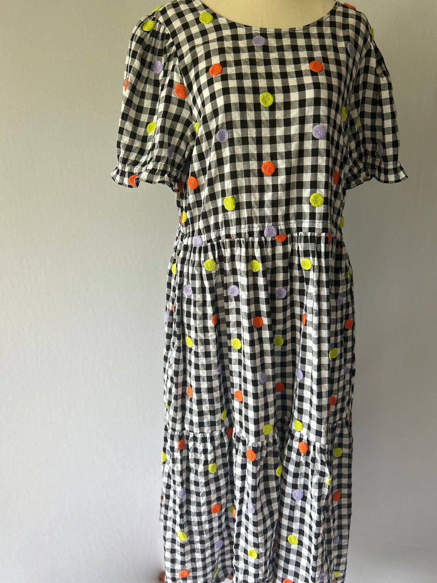 Gorman Polka Spot Gingham Dress - 100% Organic Cotton - Size 10
