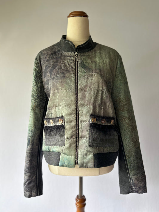 French-Designed Quilted Paisley Jacket – Size 10