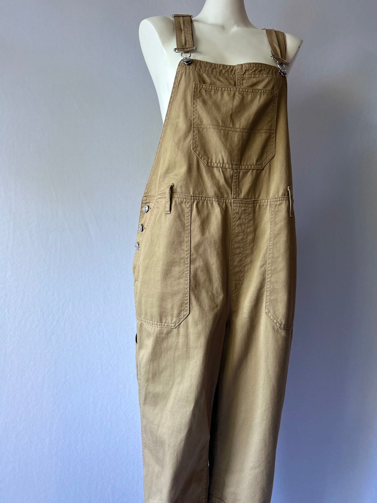 Khaki Tan Cotton Utility Overalls - Size EUR 42 / US 10