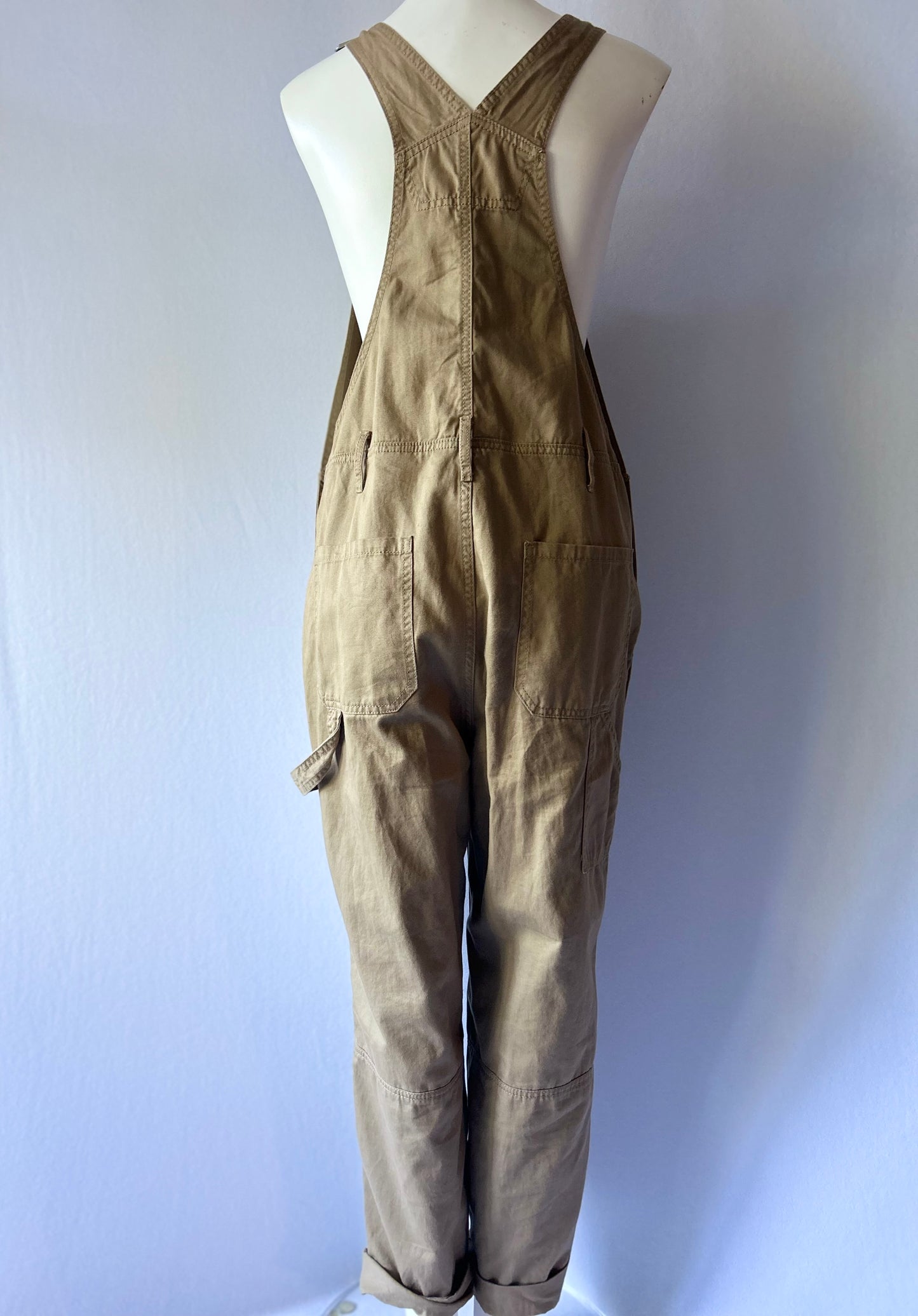 Khaki Tan Cotton Utility Overalls - Size EUR 42 / US 10