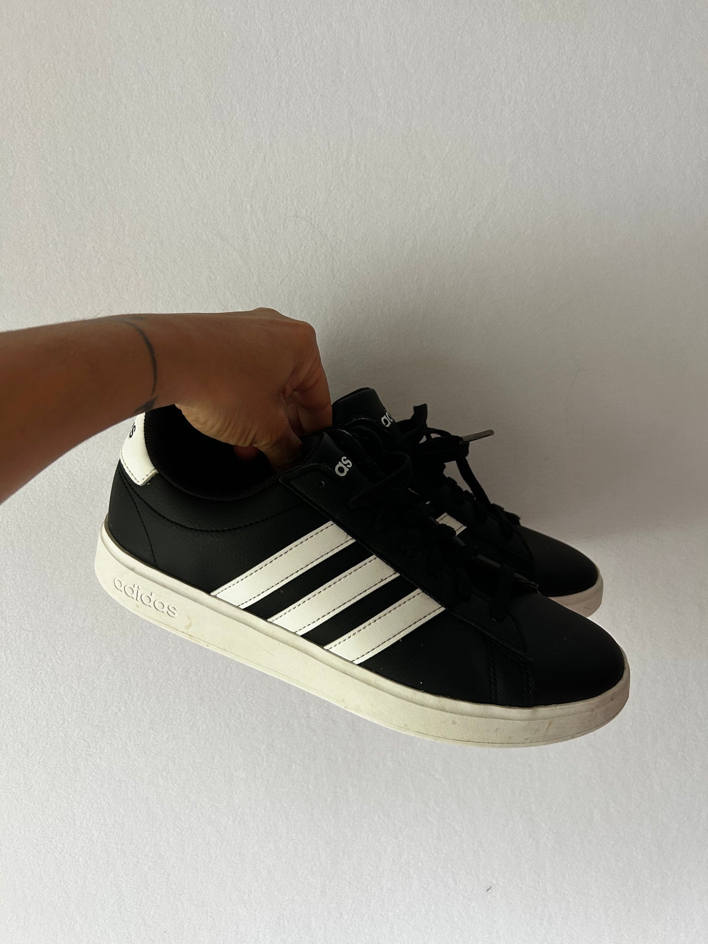 Adidas Leather Grand Court Sneakers - Black & White , size US 9 / UK 8.5 / FR 42