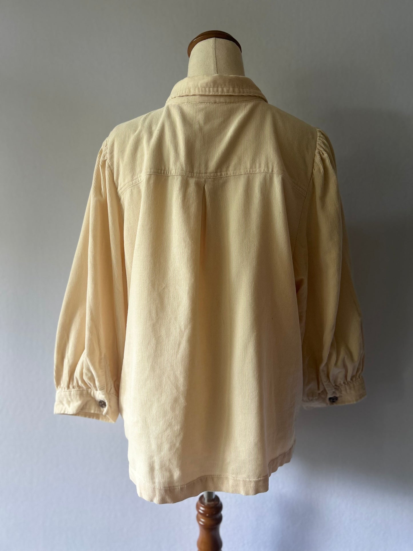 Cream Fine Corduroy Puff Sleeve Shirt - Size 40 / M
