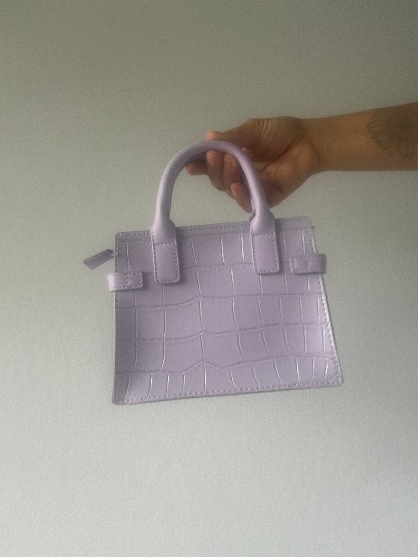 Lilac Croc-Effect Mini Handbag - PVC/Polyester - One Size