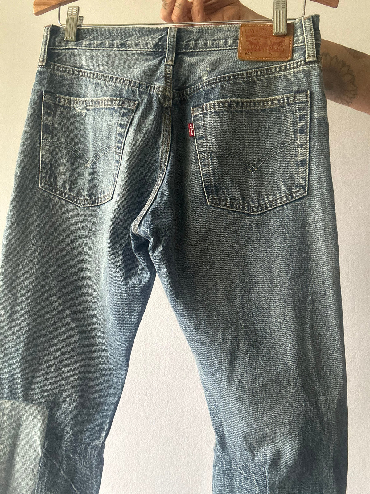Levi’s Upcycled Patchwork Distressed Straight Leg Jeans - W26 L27