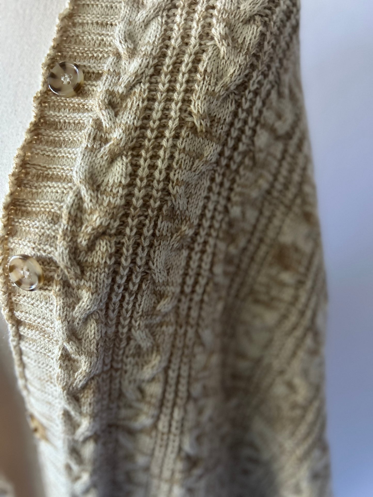 Zara Cable-Knit Cocoon Shrug Cardigan with Tortoiseshell Buttons - Size M