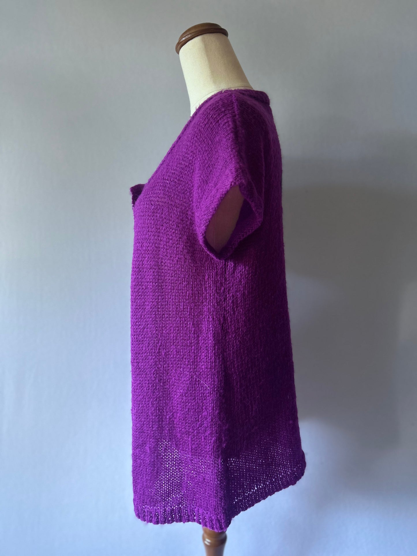 Mohair-Blend Single-Button Cap-Sleeve Cardigan - Amethyst Purple - Size 14