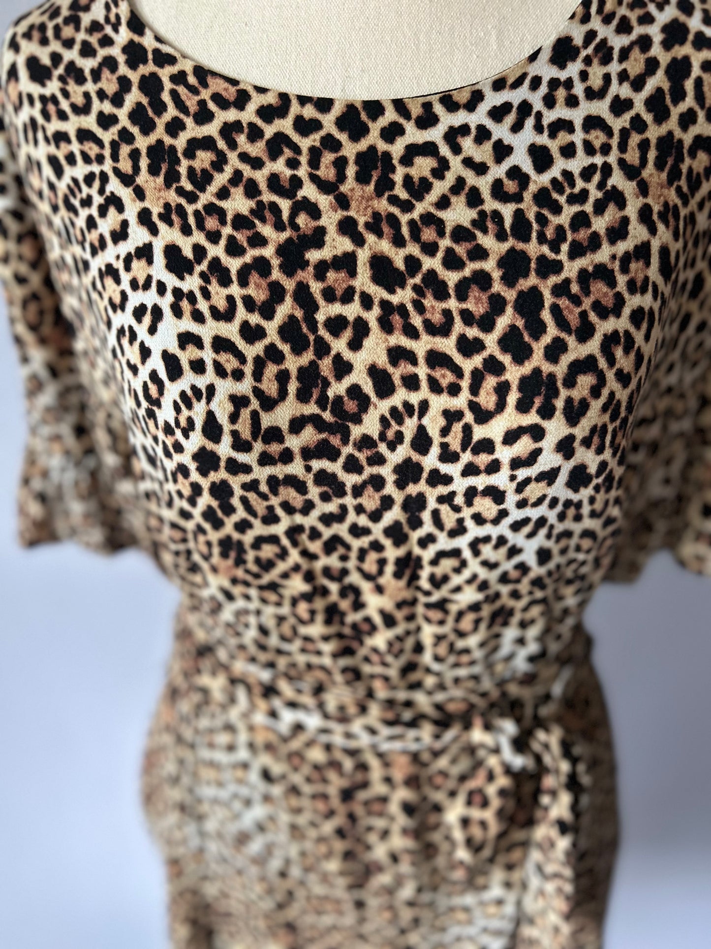 Decjuba 100% Viscose Leopard Print Tie-Waist Dress - Size 10