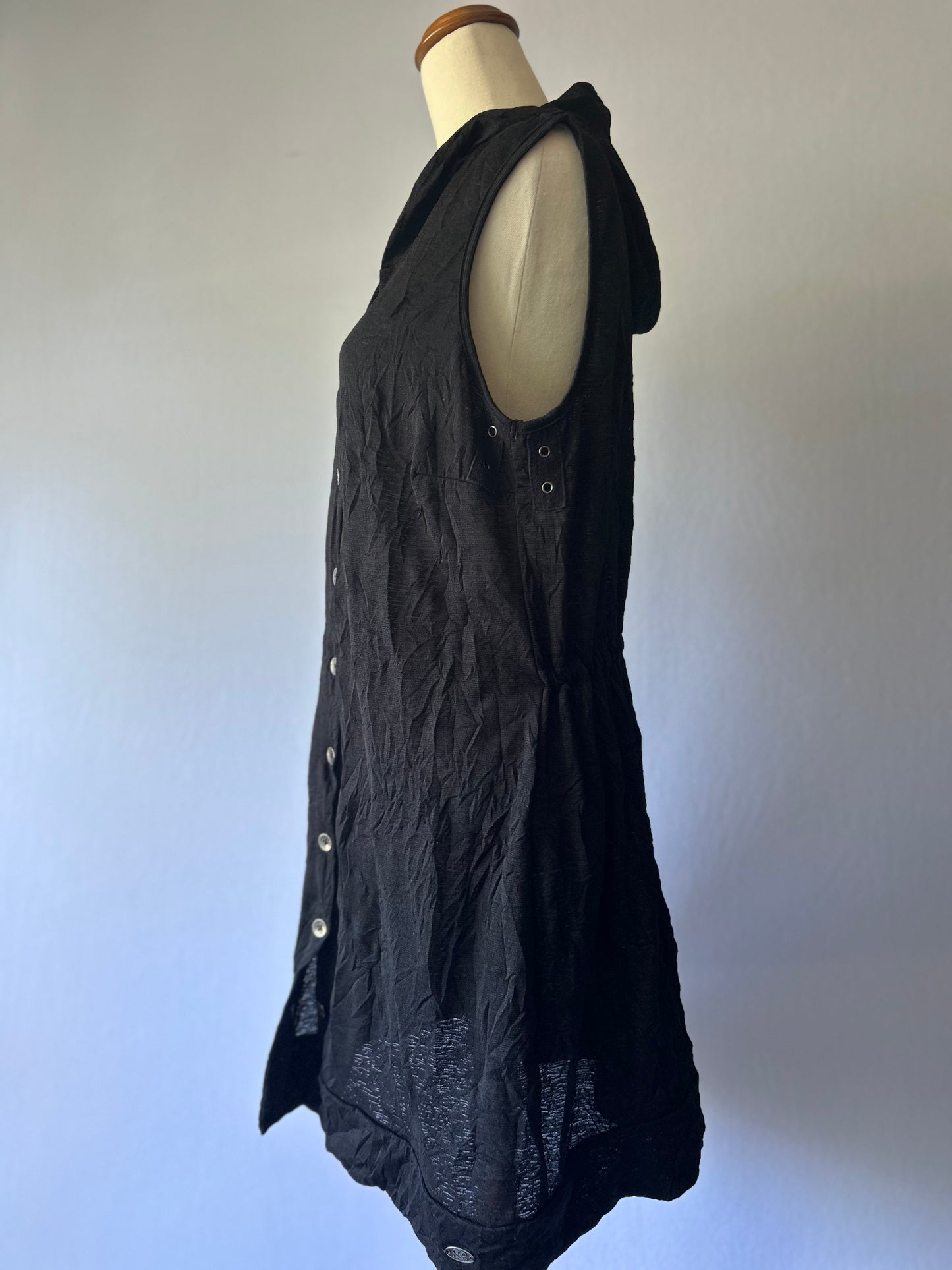 Black Long Vest with Hood – Size Small
