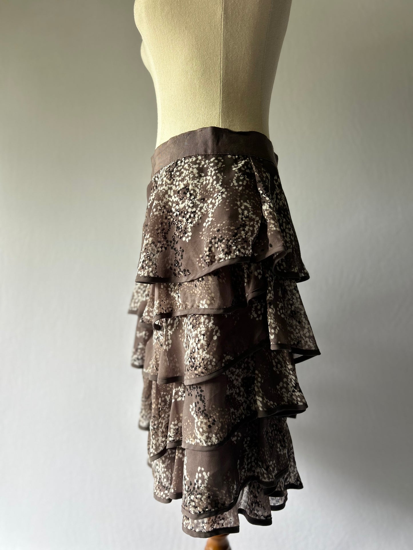 Brown Layered Ruffle Skirt Size 8