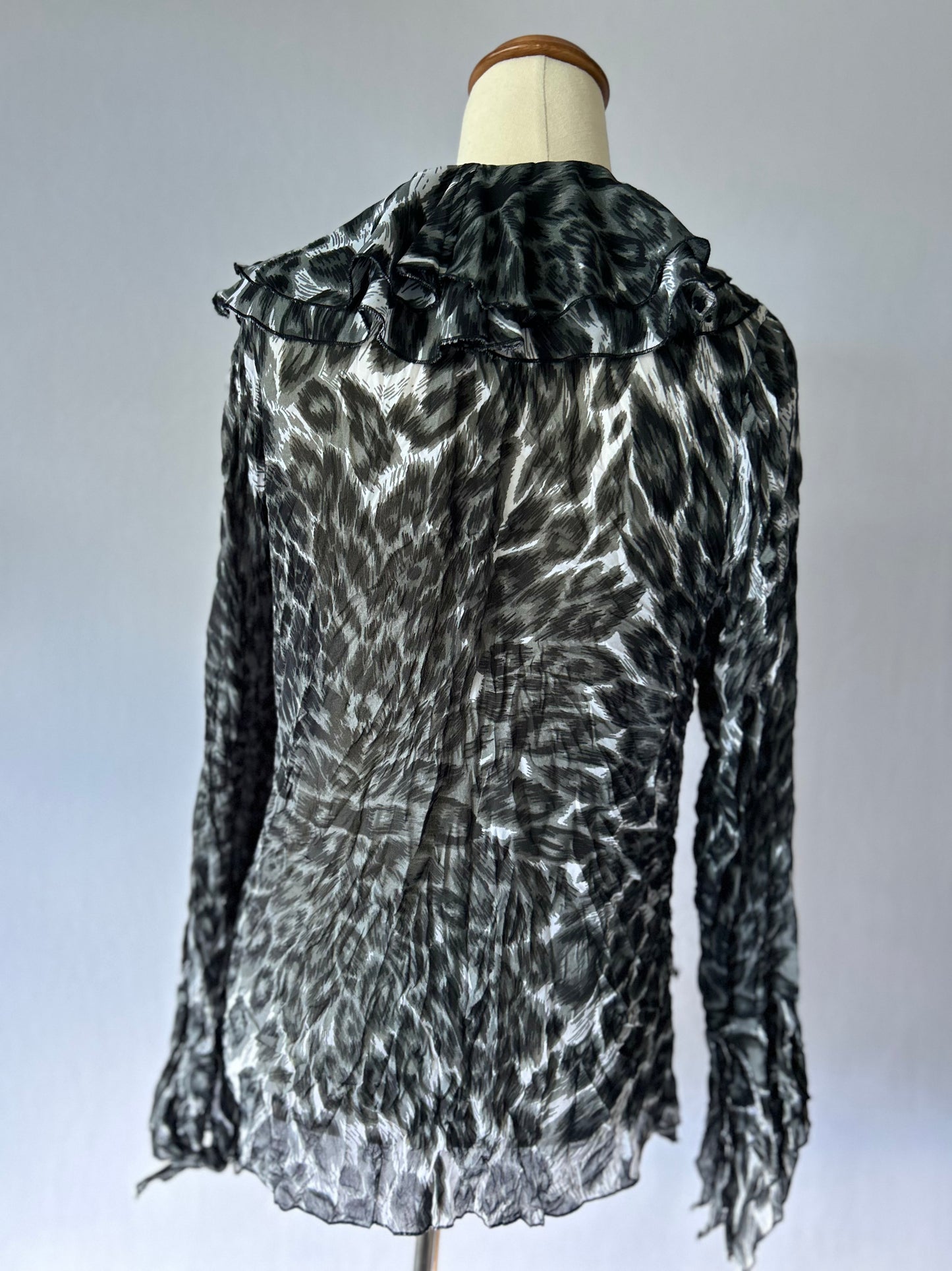Animal Print Ruffle Blouse – Size 36