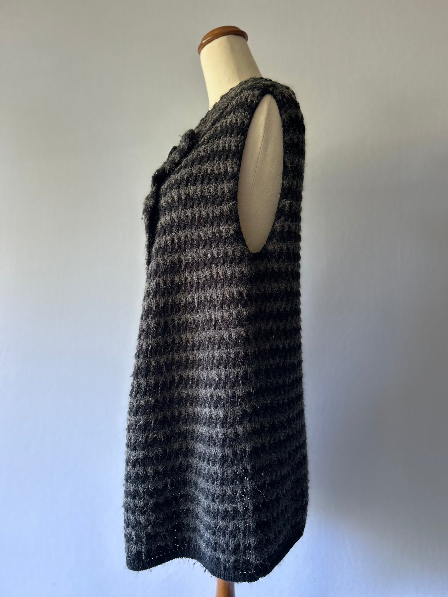 Textured Two-Button Asymmetric Knit Vest – Size M