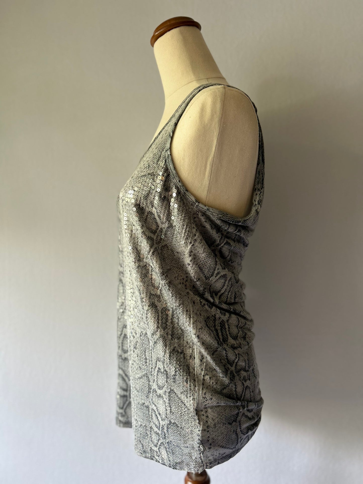 Small Michael Kors Sequin Snake Print Tank Top - 100% Rayon