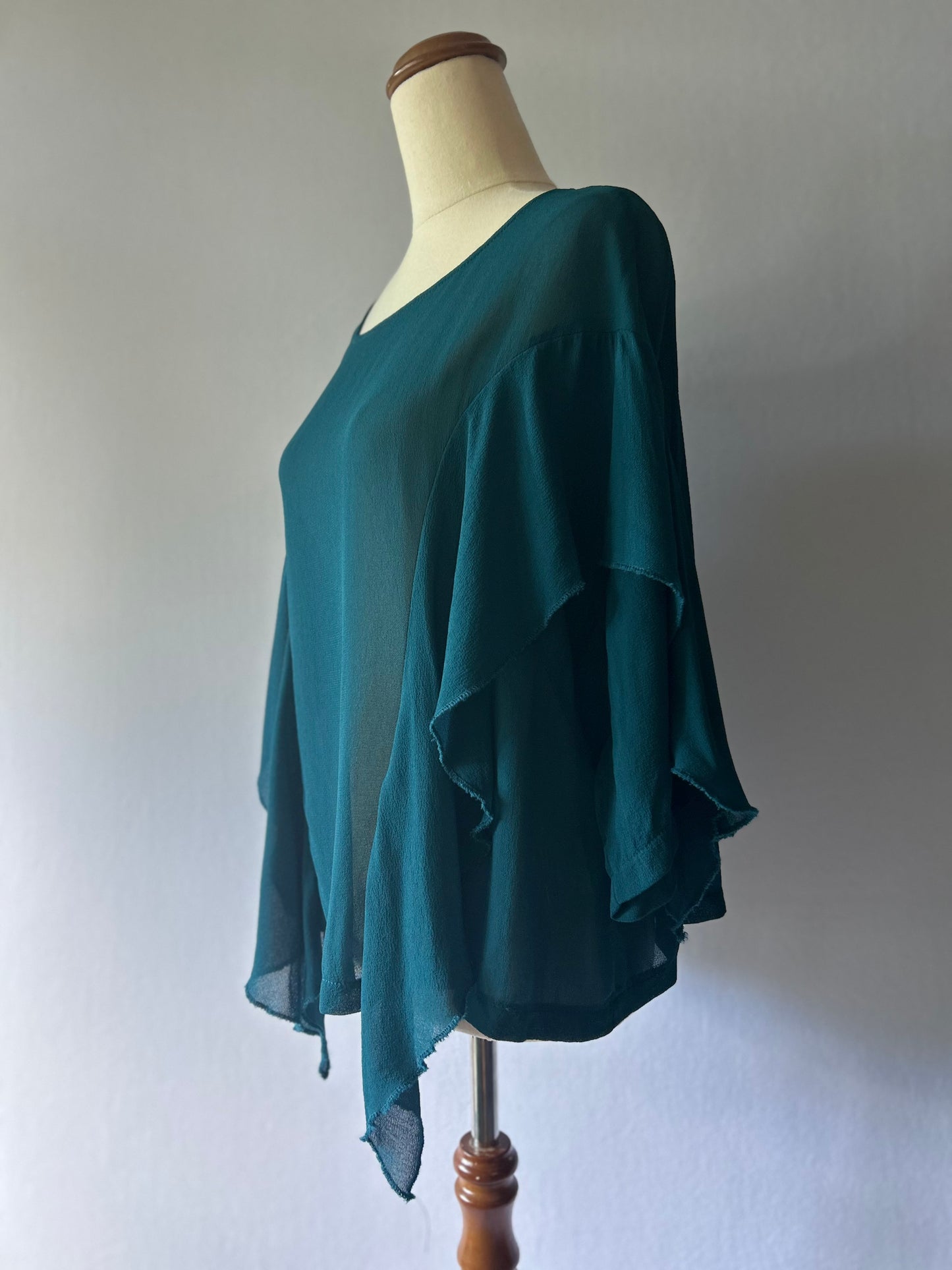 Trelise Cooper "Emerald Flutter" Chiffon Blouse – Size Small