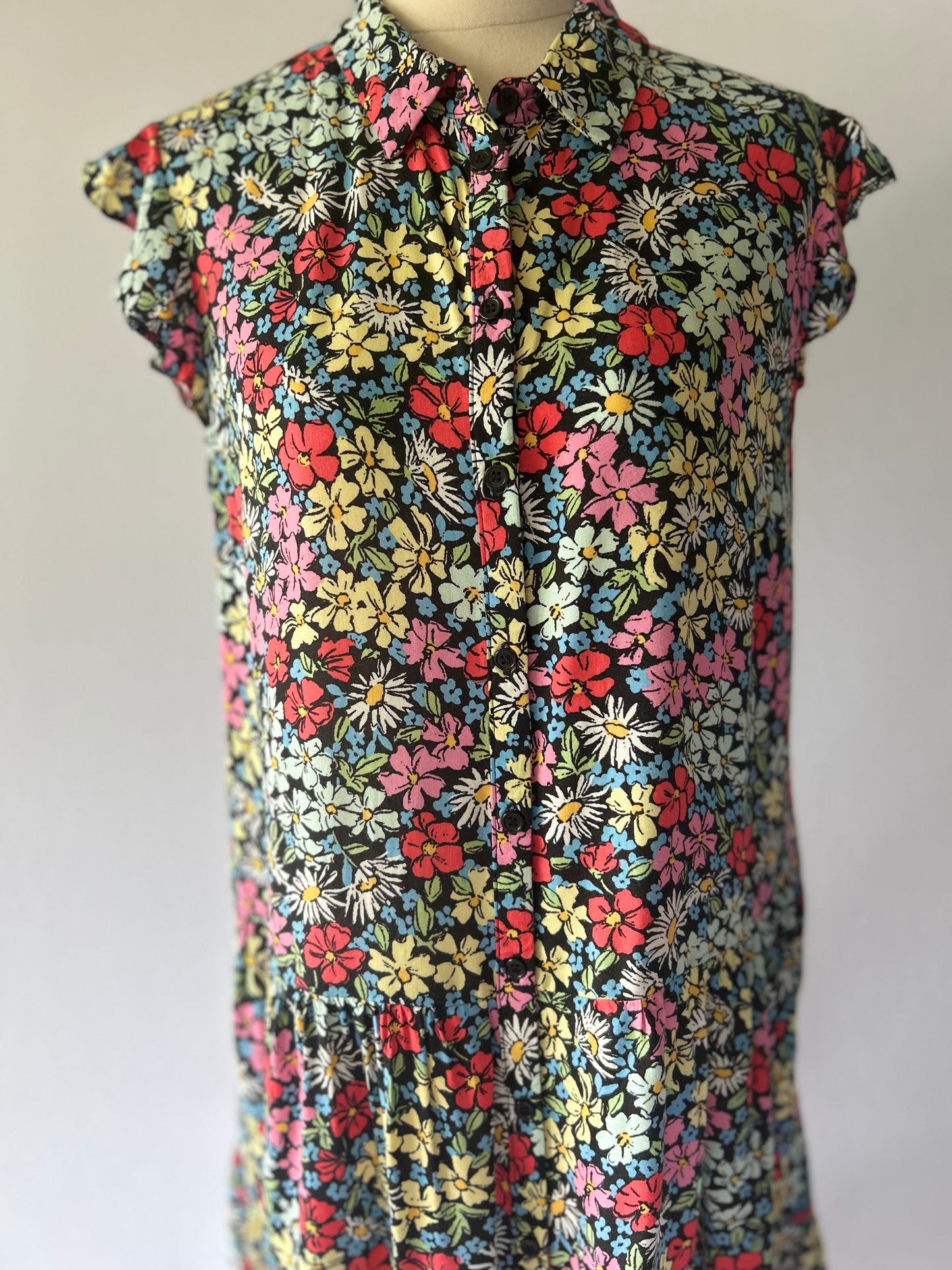 Papaya Floral Tiered Mini Dress - 100% Viscose - Size 10
