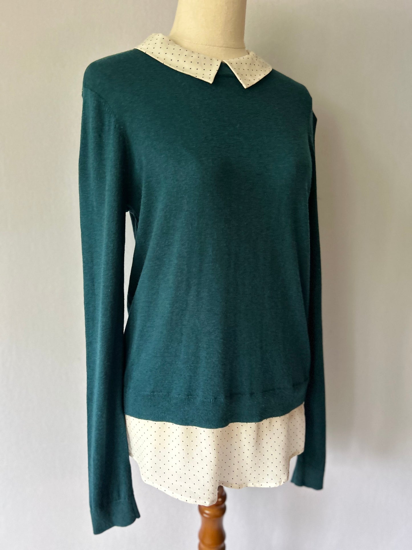 Marcs Cotton-Silk-Cashmere Peter Pan Collar Knit – Size S