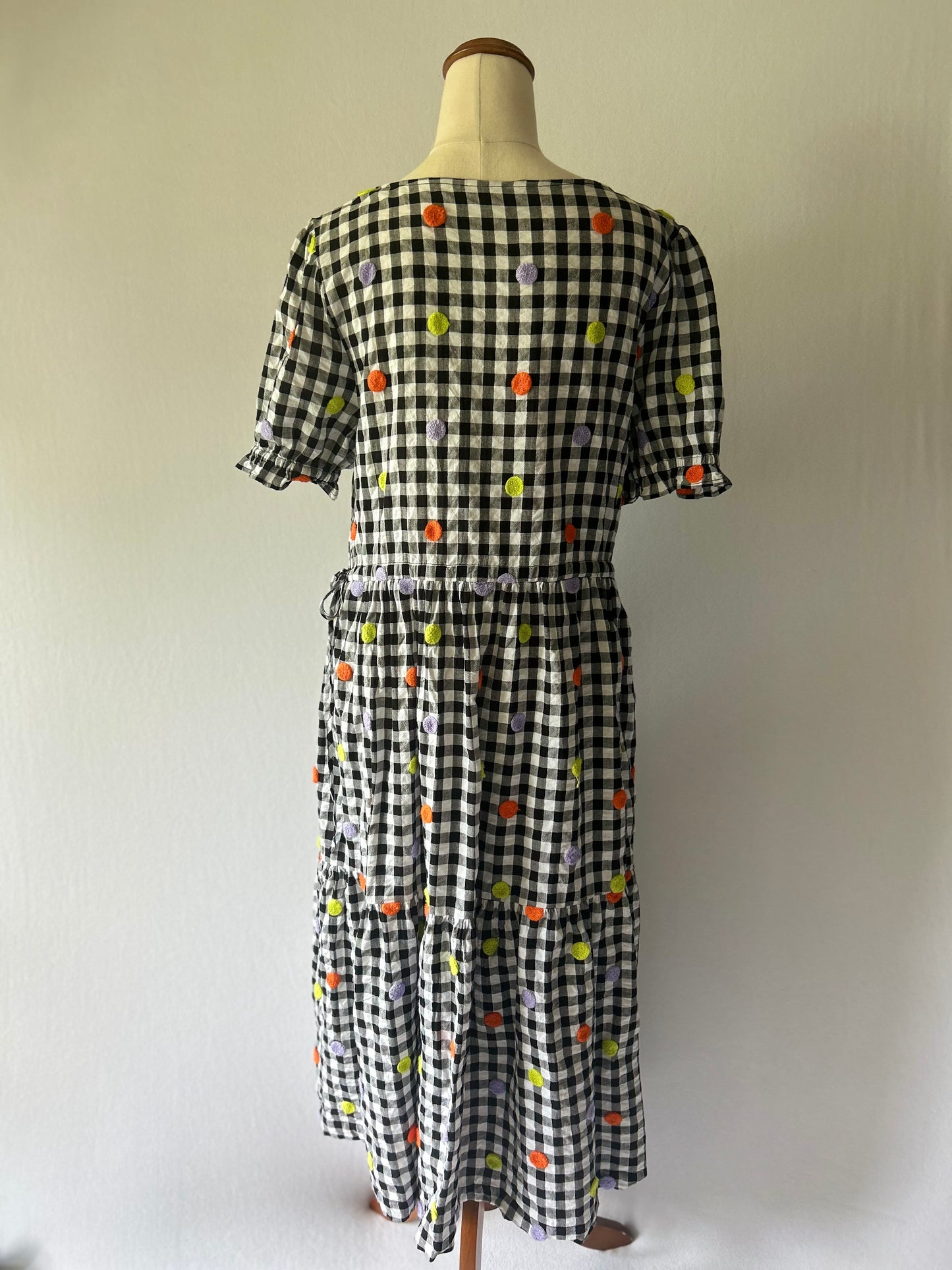 Gorman Polka Spot Gingham Dress - 100% Organic Cotton - Size 10