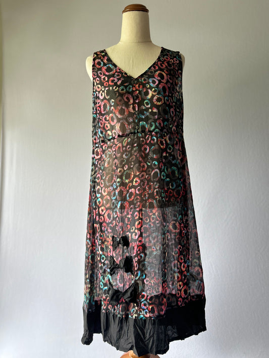 Colorful Leopard Print Sleeveless Dress – Size 10