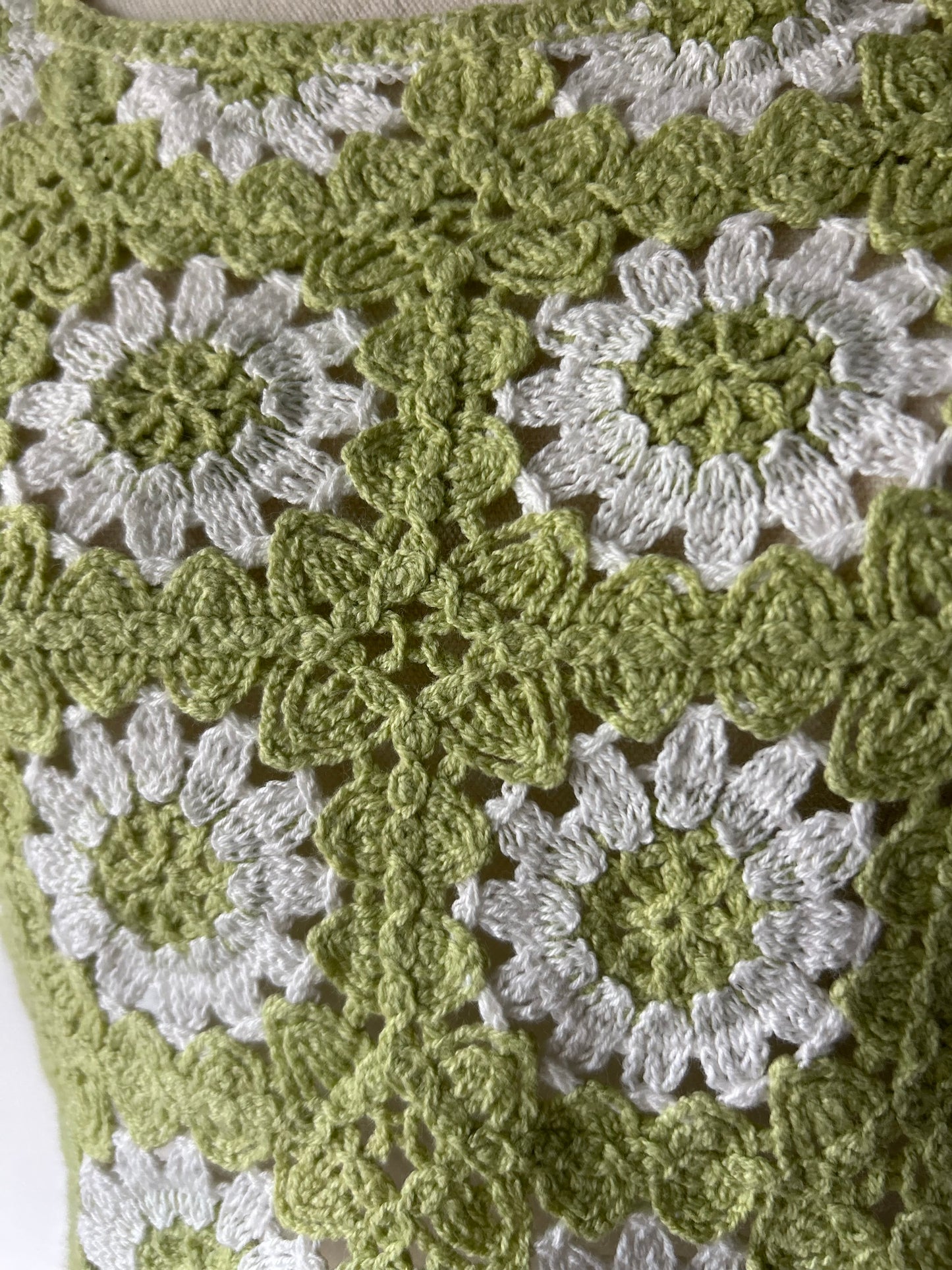 Crochet Daisy Tank  S/M – Lime & White