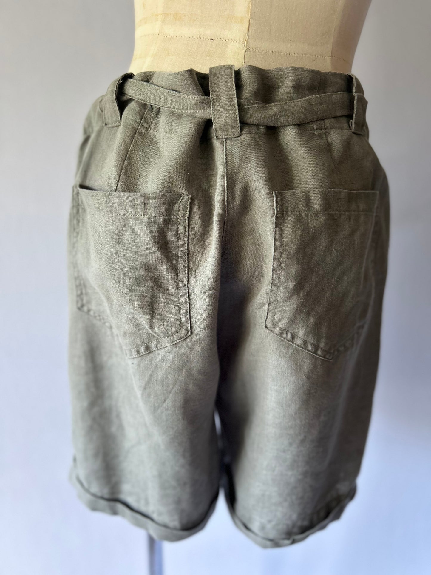 Max Linen Shorts – Grey, Size 10