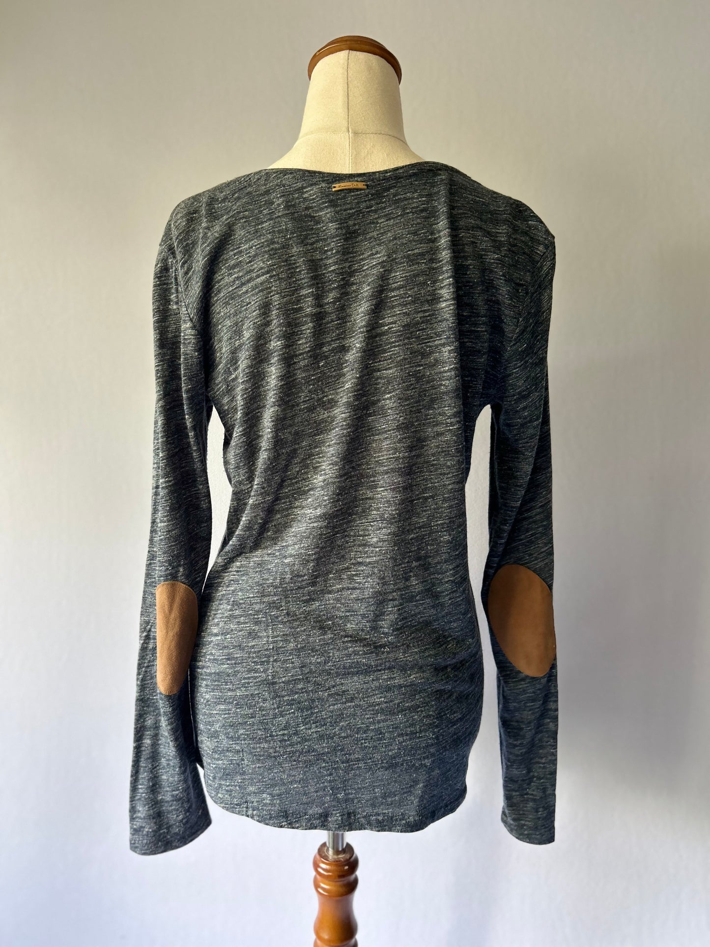 Linen-Blend Heathered V-Neck Top – Size M
