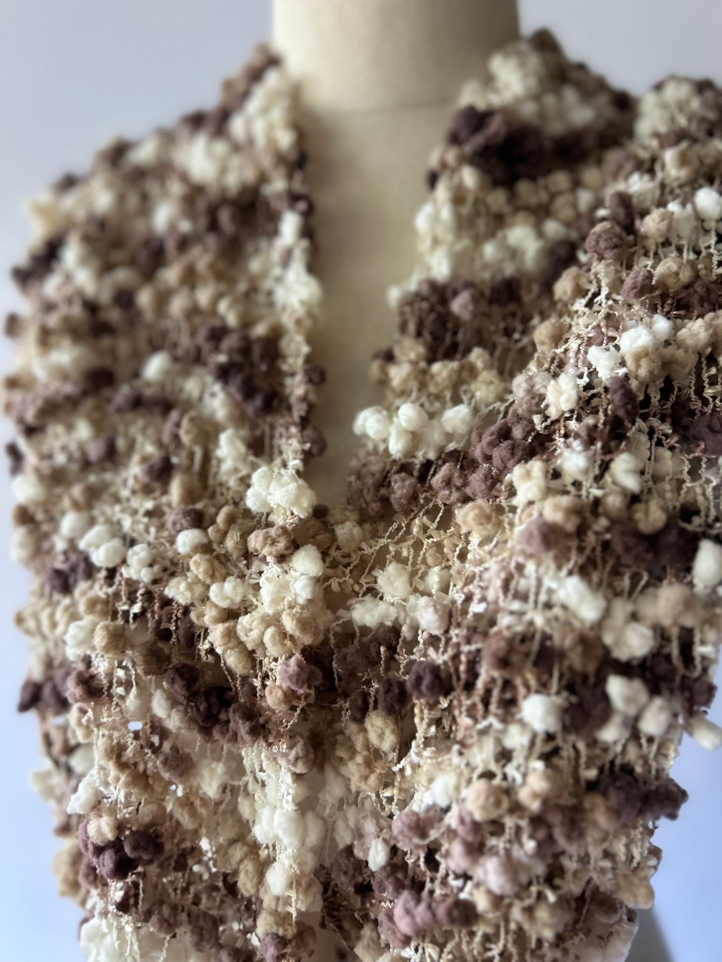 Textured Multi-Tonal Popcorn Knit Scarf