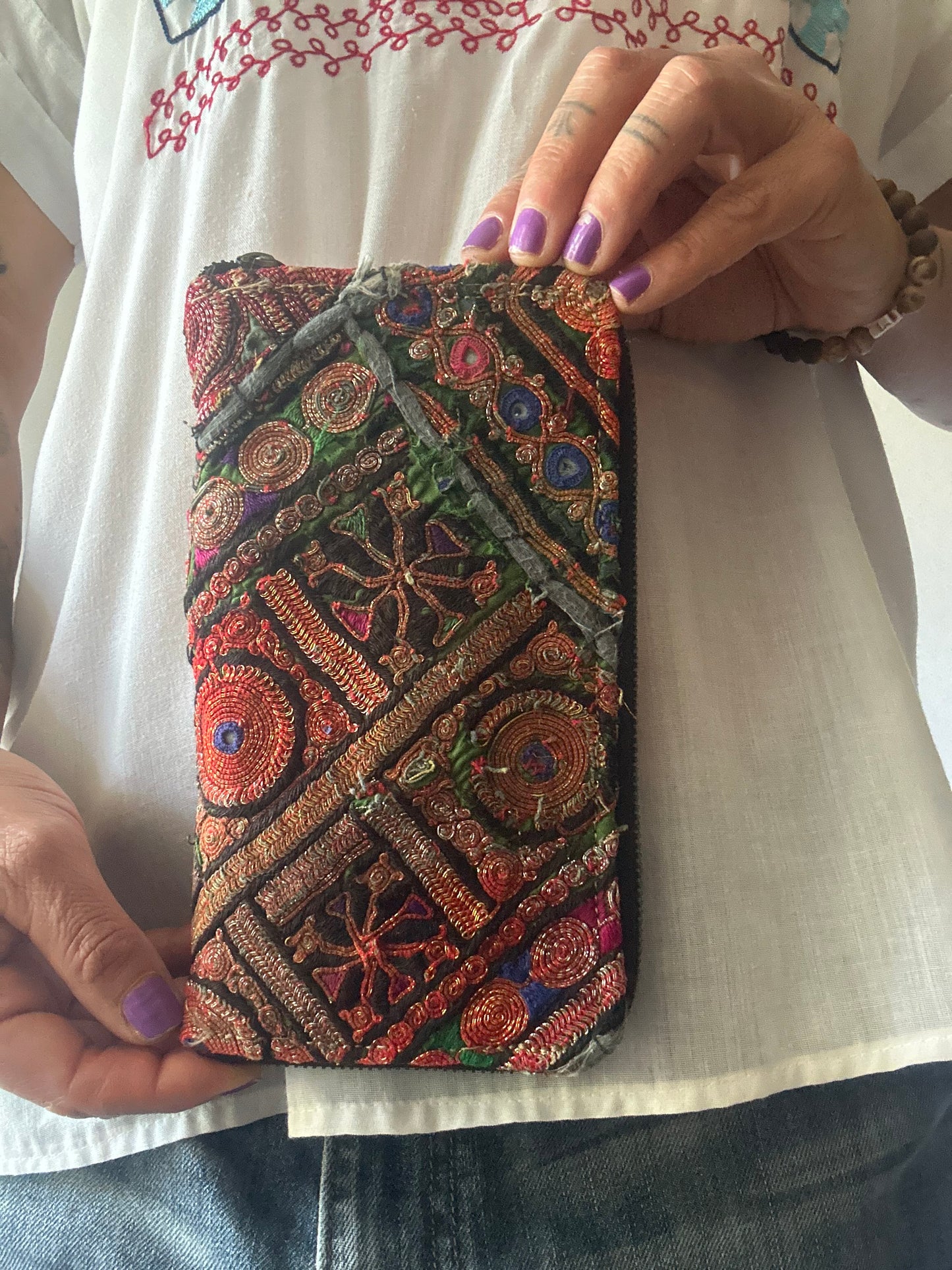 Handcrafted Embroidered Clutch – Unique Boho Statement Piece