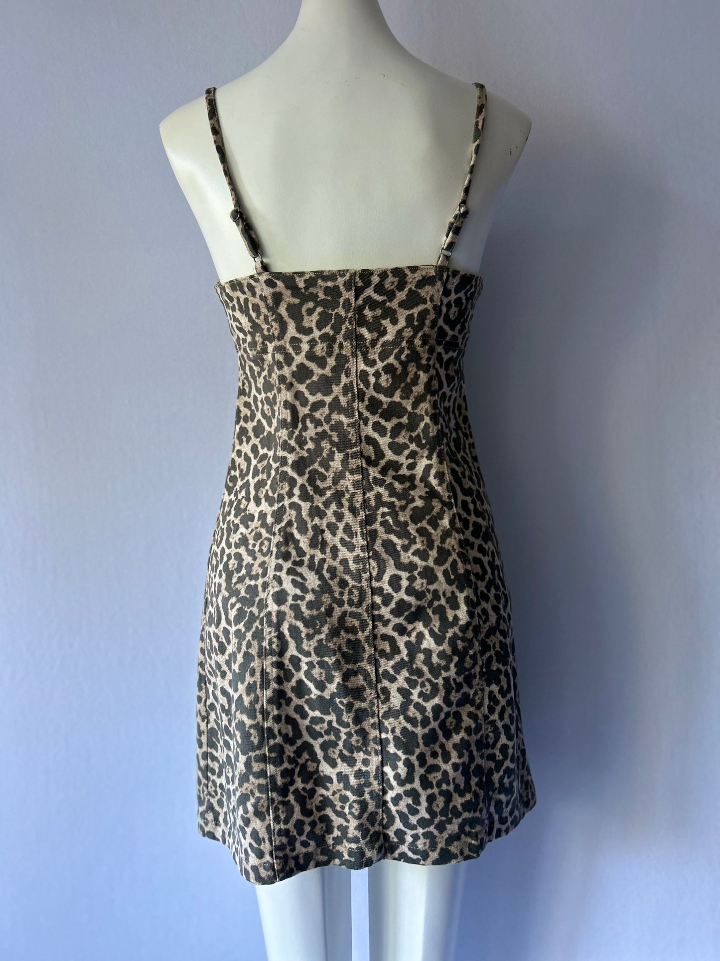 Leopard Print Cotton Button-Down Mini Dress - Size 10