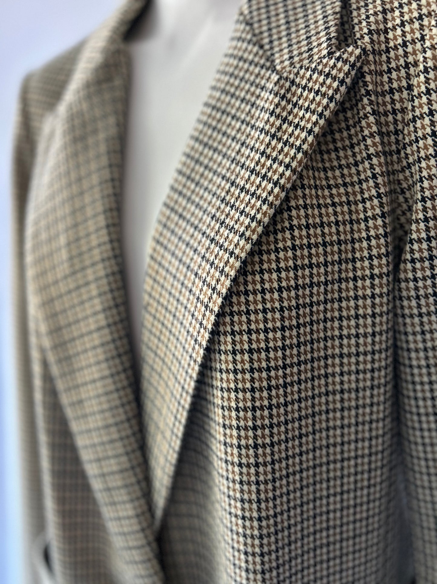 Houndstooth Check Single Button Blazer | Tan & Black | Size EUR 44