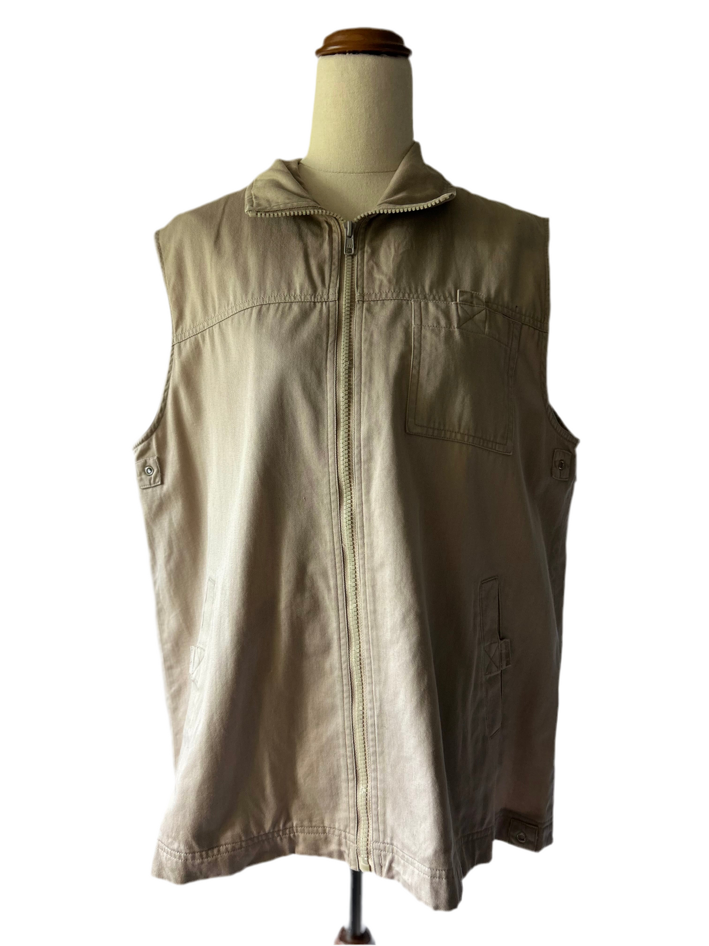Khaki Cargo-Style Vest – Size M