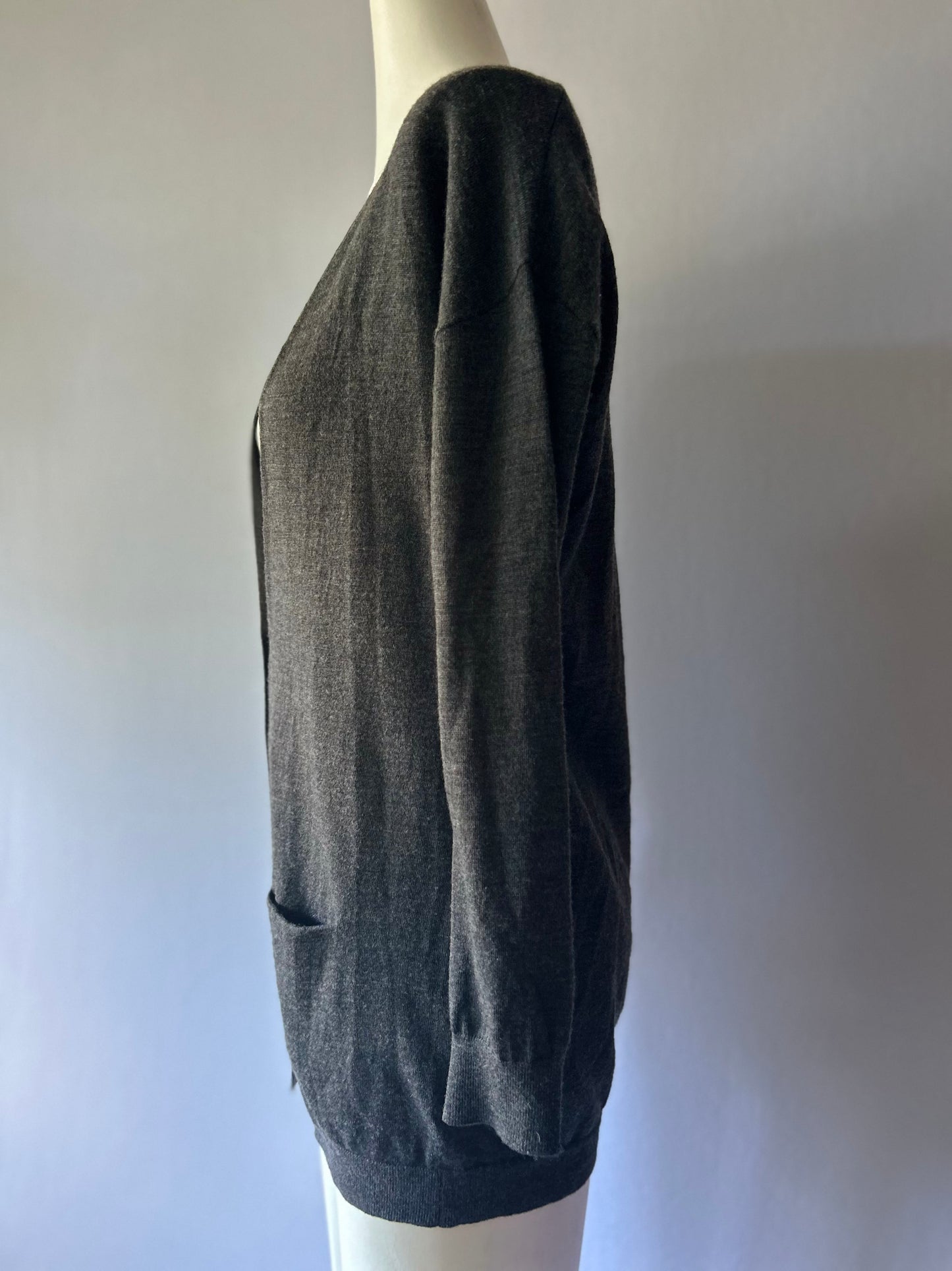 Saba 100% Merino Wool Longline Cardigan - Charcoal - Size 8