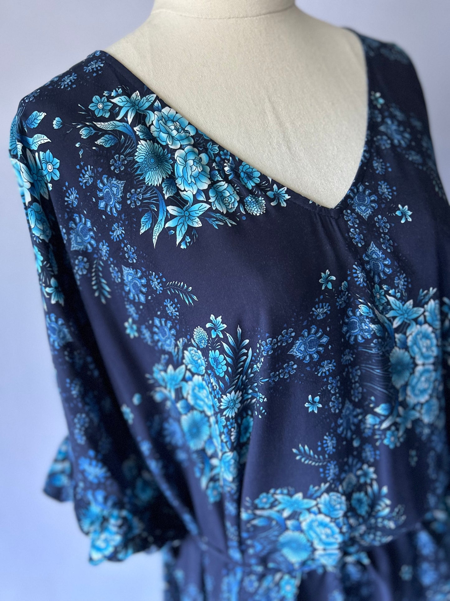Blue Floral Dress – One Size
