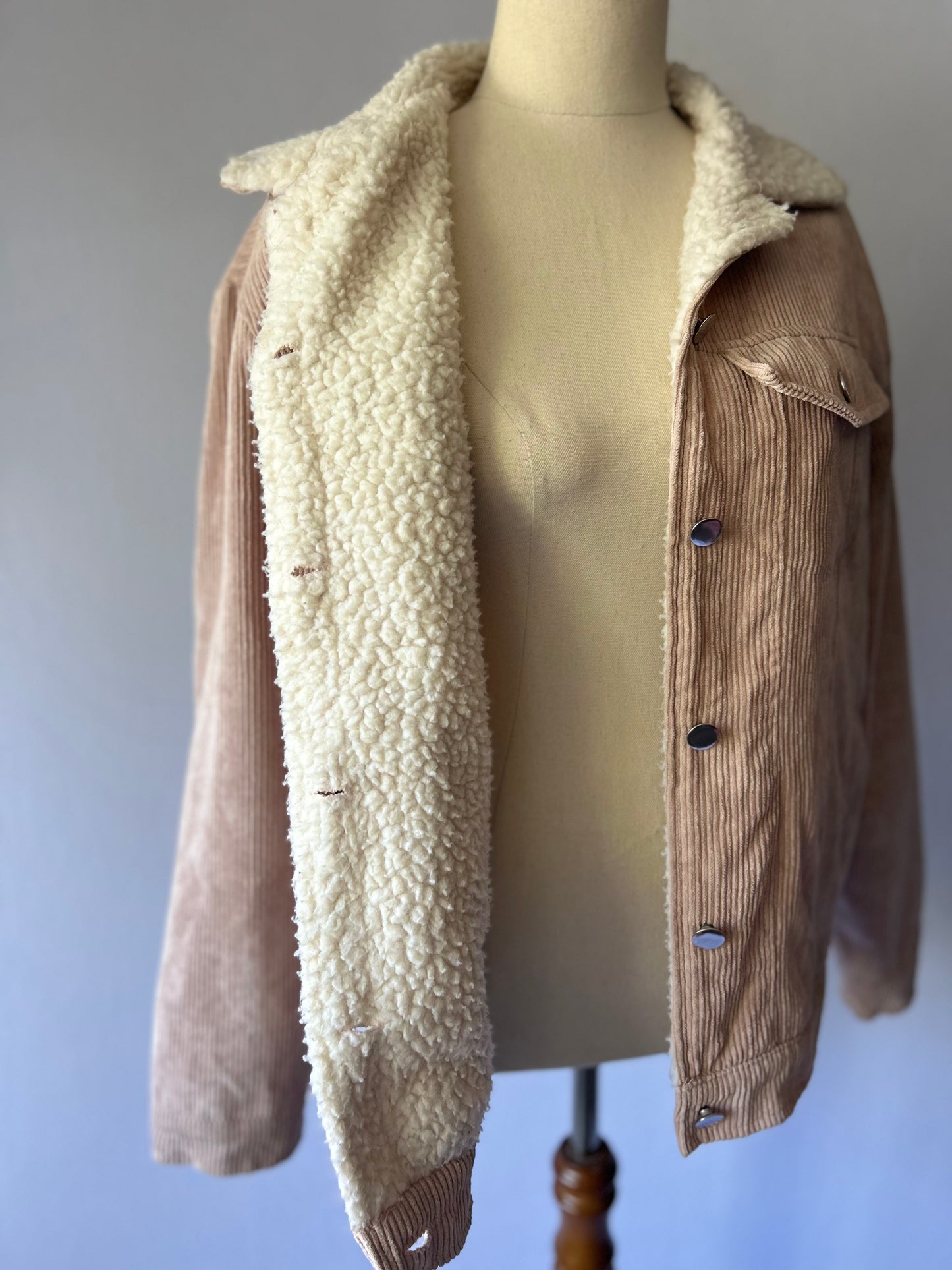 Old Pink Corduroy Quilted  Jacket - Size S