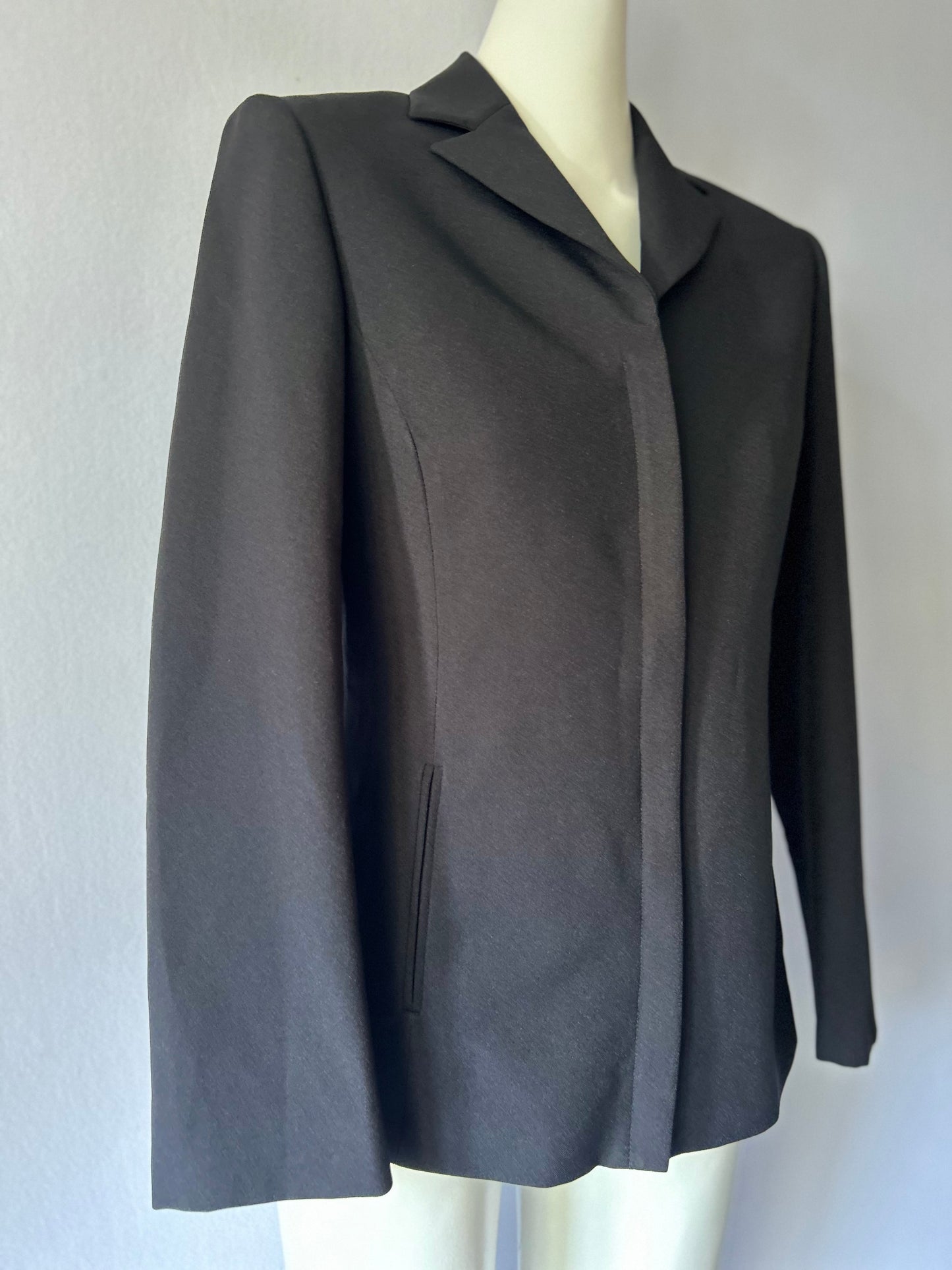 Black Structured Zip-Front Blazer - Size US 10 / EUR 42