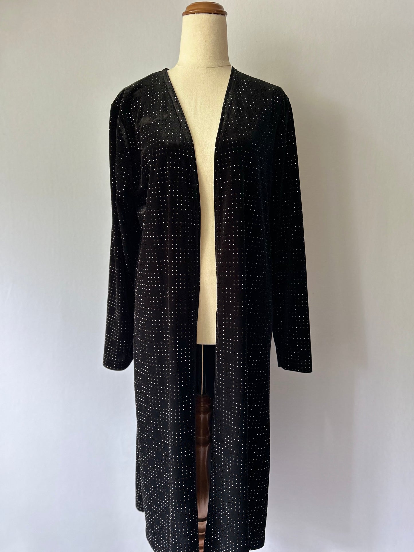 Sparkling Gold-Dot Plush Longline Cardigan – Size 12
