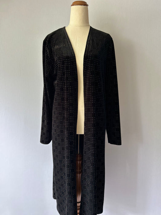 Sparkling Gold-Dot Plush Longline Cardigan – Size 12