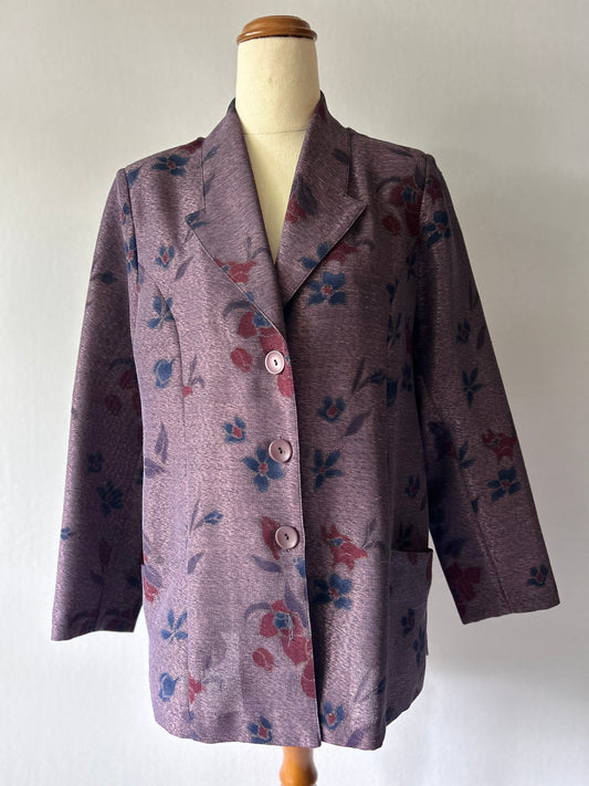 Vintage Sally Small Floral Structured Blazer - Made in NZ - Size 12