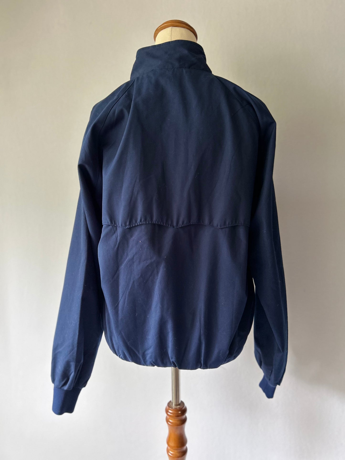 Classic Navy Harrington-Style Bomber Jacket – Size M