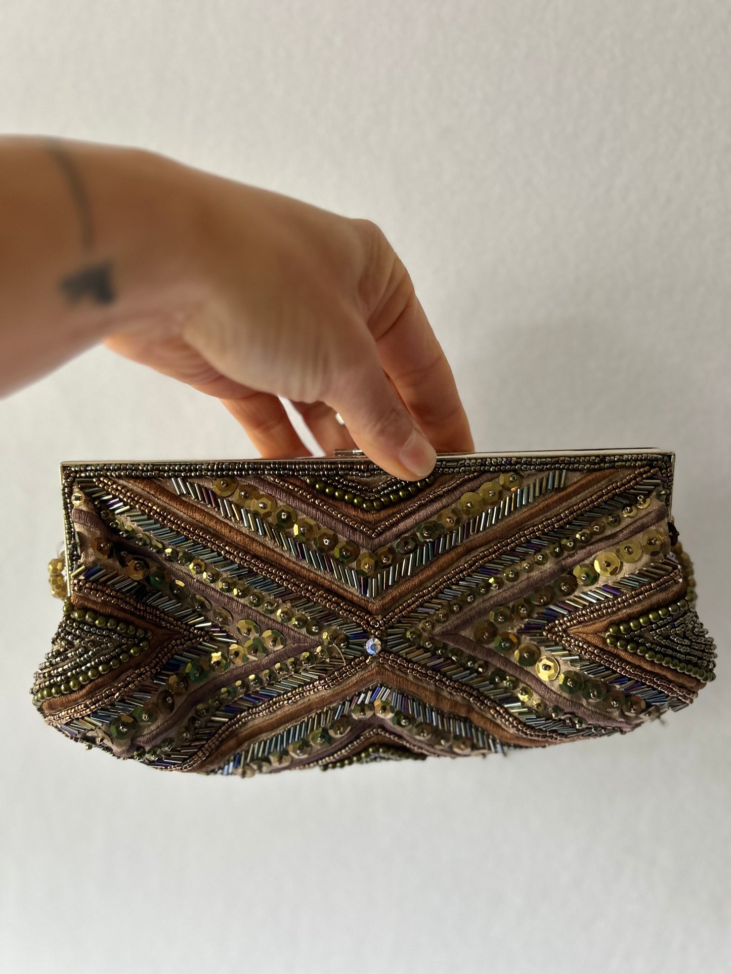 Vintage Art Deco Beaded Kiss-Lock Evening Clutch Bag